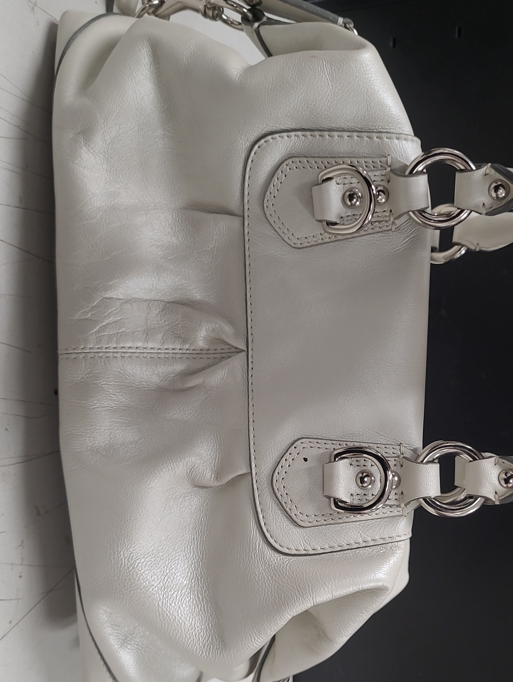 Vintage Coach Silver and Cream Satchel Handbag Y2k TRENDING - Picture 8 of 9